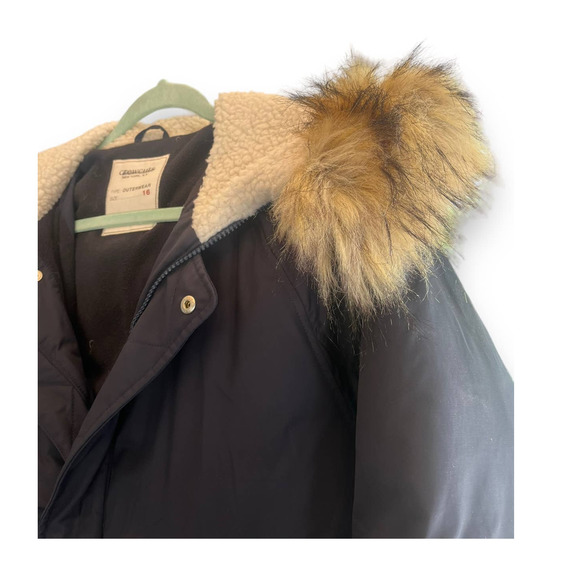 Crewcuts Boys 16 FISHTAIL PARKA Down Filled Jacket Sherpa Hood | Navy Blue F4506 - Picture 9 of 15